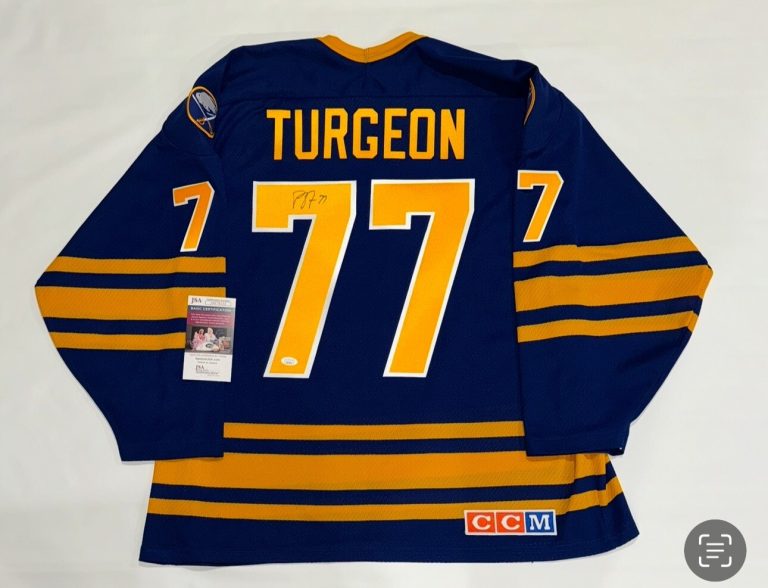 PIERRE TURGEON SIGNED VINTAGE CCM BUFFALO SABRES JERSEY LICENSED JSA COA
