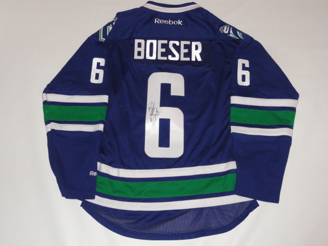 BROCK BOESER SIGNED REEBOK PREMIER VANCOUVER CANUCKS JERSEY LICENSED JSA COA