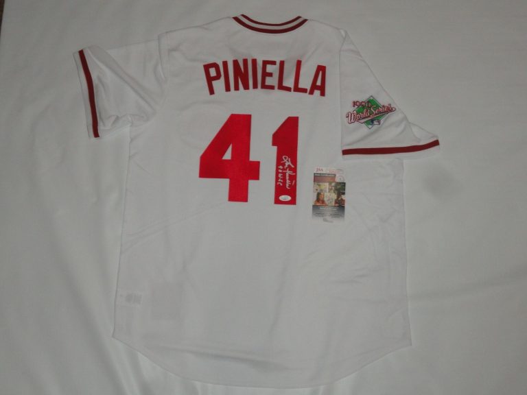 LOU PINIELLA SIGNED CINCINNATI REDS 1990 WORLD SERIES JERSEY JSA COA LICENSED