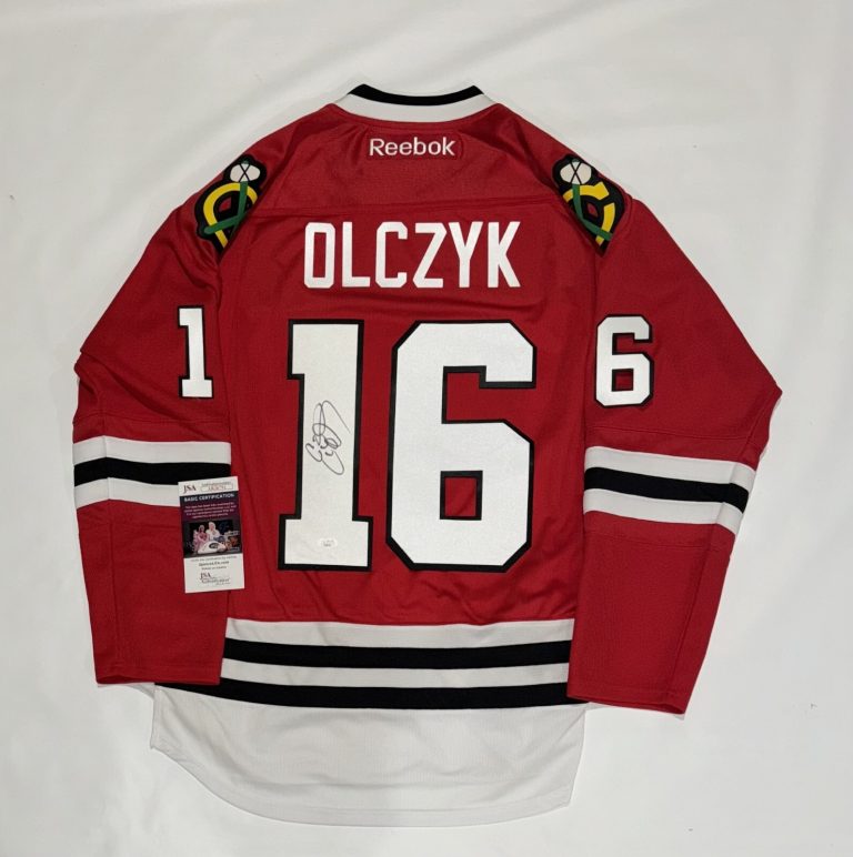 ED OLCZYK SIGNED REEBOK PREMIER CHICAGO BLACKHAWKS JERSEY EDDIE JSA COA