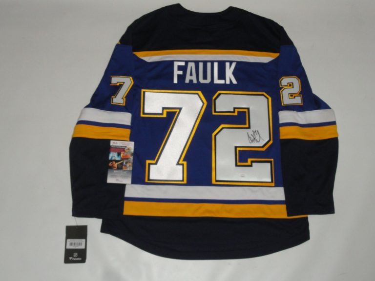 JUSTIN FAULK SIGNED ST. LOUIS BLUES FANATICS BREAKAWAY JERSEY LICENSED JSA COA