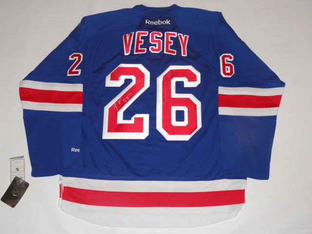 JIMMY VESEY SIGNED RBK NEW YORK RANGERS #26 HOME JERSEY LICENSED PROOF JSA COA