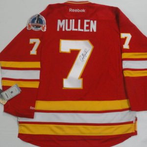 JOE MULLEN SIGNED REEBOK PREMIER CALGARY FLAMES 1989 STANLEY CUP JERSEY LICENSED