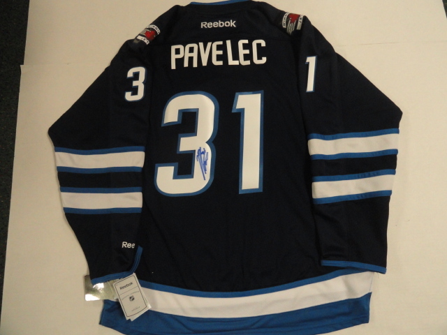 ONDREJ PAVELEC SIGNED WINNIPEG JETS #31 HOME JERSEY RARE LICENSED