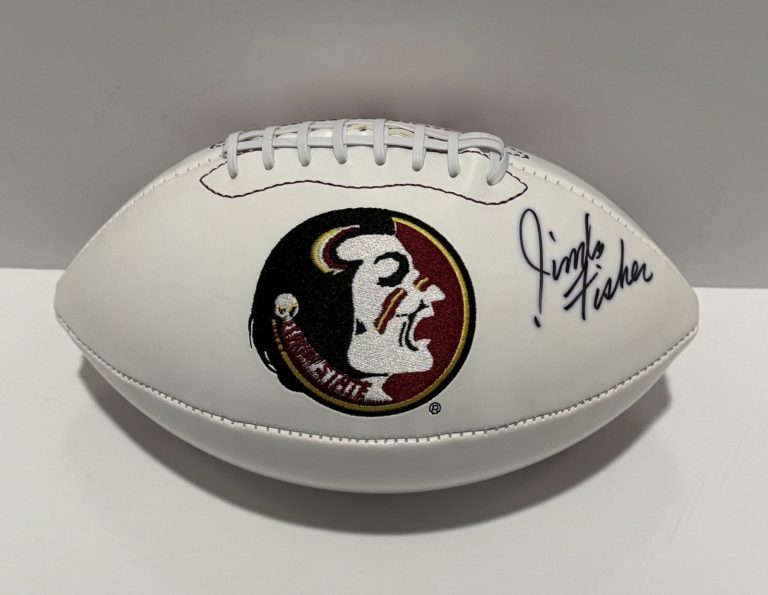JIMBO FISHER SIGNED FLORIDA ST. SEMINOLES LOGO FOOTBALL 2013 CHAMPS PROOF