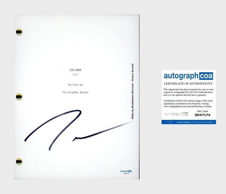 JEREMY ALLEN WHITE ‘The Bear’ TV Show Signed Full Pilot Episode Script ACOA