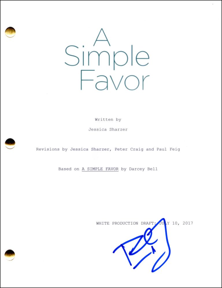 Paul Feig Signed Autograph A Simple Favor Full Movie Script Screenplay