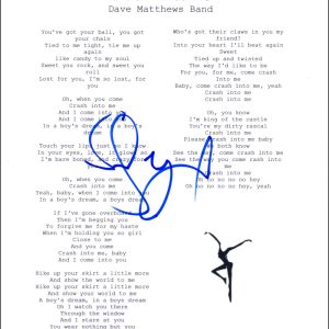 Stefan Lessard Dave Matthews Band Signed Autograph Crash Into Me Lyric Sheet