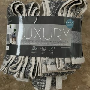 Trident 4-piece Luxury 100% Cotton Hand and Washcloth Towel Set Gray