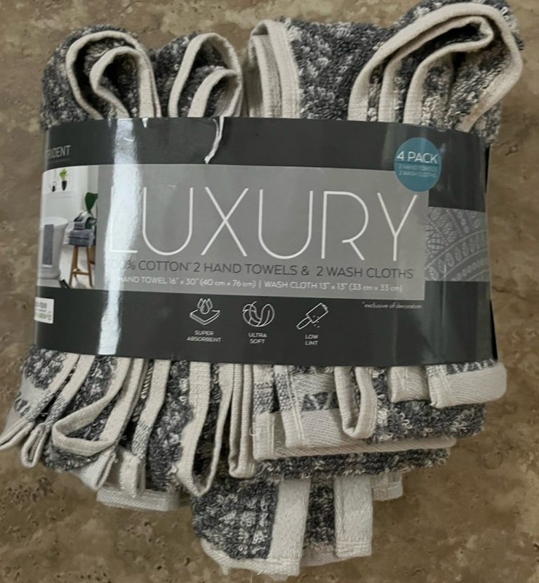 Trident 4-piece Luxury 100% Cotton Hand and Washcloth Towel Set Gray