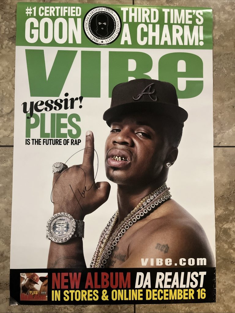 Rapper Plies Da Realist Signed Autographed LP CD 24“ X 36“ Promo Vibe Poster W1