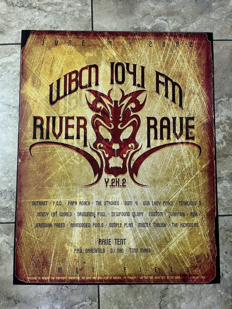WBCN 2002 River Rave 22” X 28” Concert, The Strokes, Tenacious D, Papa Roach 400