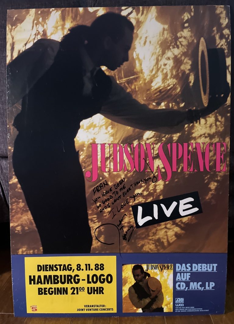 Judson Spence Rare Signed 1988 German Cardboard Concert Tour Poster 23“ X 33“