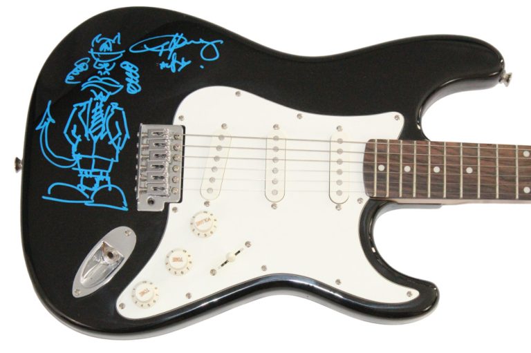 Angus Young AC/DC Signed Autograph Guitar w/ Original Art Sketch - Beckett COA