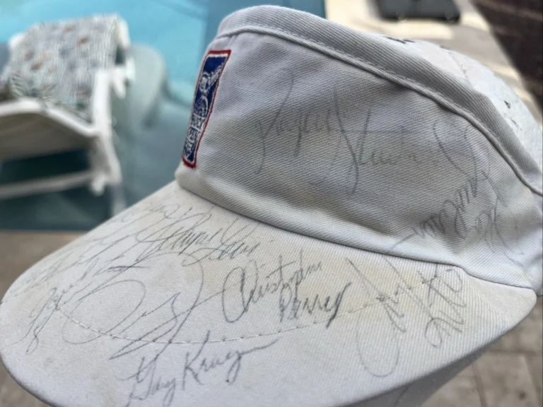 Payne Stewart Tom Kite Corey Pavin +17 Signed Auot'd Golf Visor BAS Certified M1