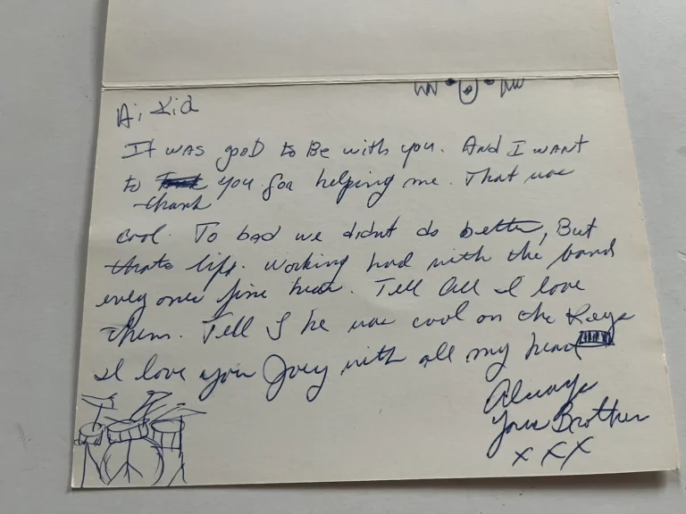 Peter Criss KISS Signed Handwritten Card Letter to Brother BAS Certified