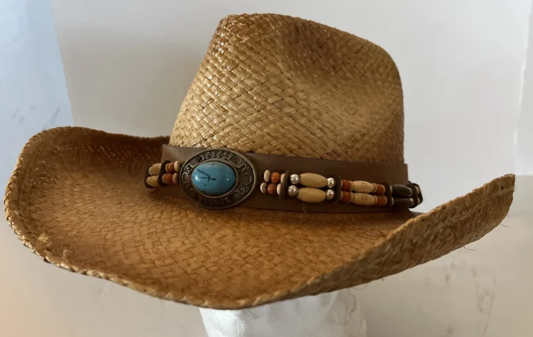 HENSCHEL USA COOL STYLISH BEADED STRAW COWBOY HAT SZ MEDIUM COLLECTIBLE MEMORABILIA