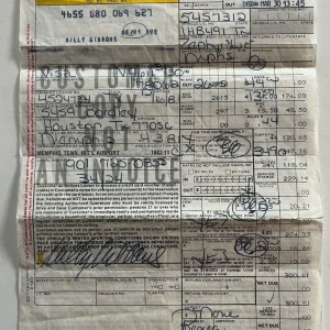 Billy Gibbons ZZ Top 1981 Rental Car Receipt Signed Full Name (Carbon Copy) #1