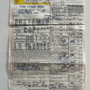 Billy Gibbons ZZ Top 1981 Rental Car Receipt Signed Full Name (Carbon Copy) #2