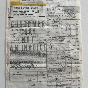 Billy Gibbons ZZ Top 1981 Rental Car Receipt Signed Full Name (Carbon Copy) #3