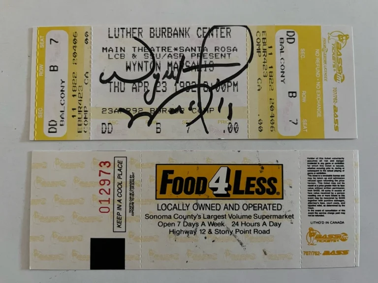 Wynton Marsalis 1992 Concert Tour Signed Autographed Ticket BAS Guaranteed