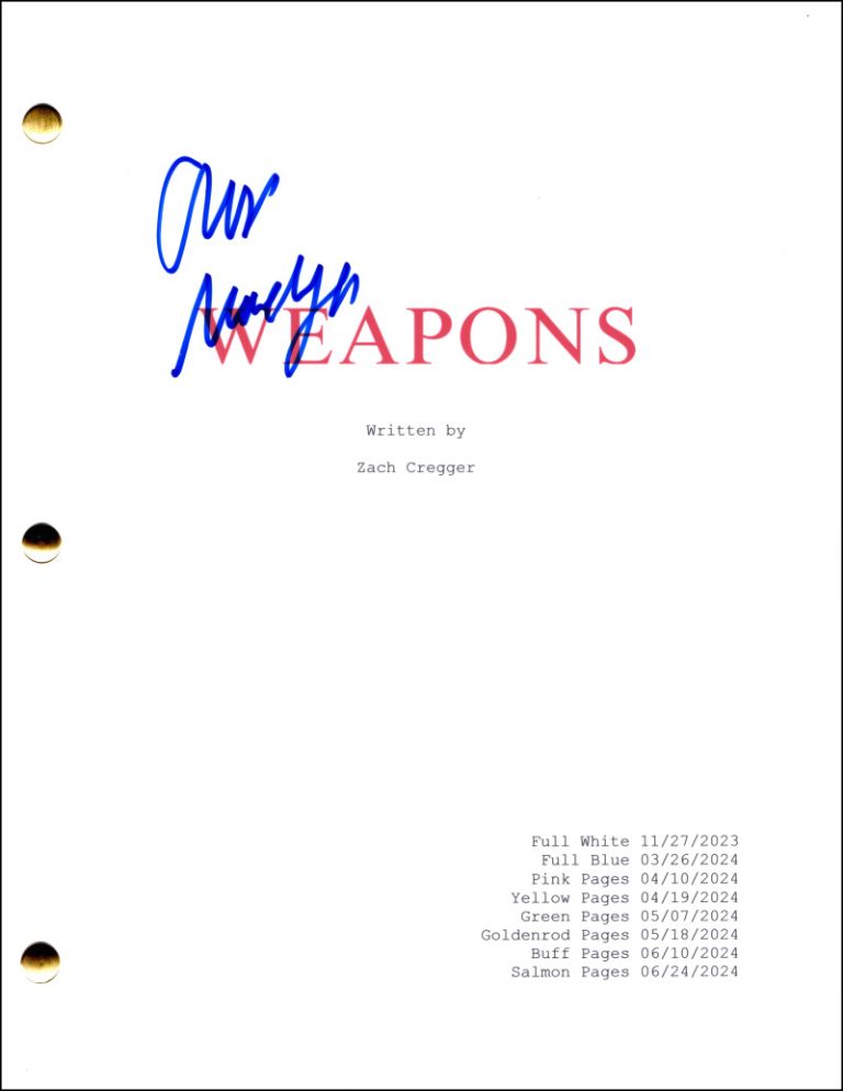 Amy Madigan Signed Autograph Weapons Full Movie Script Screenplay - Gladys Lilly