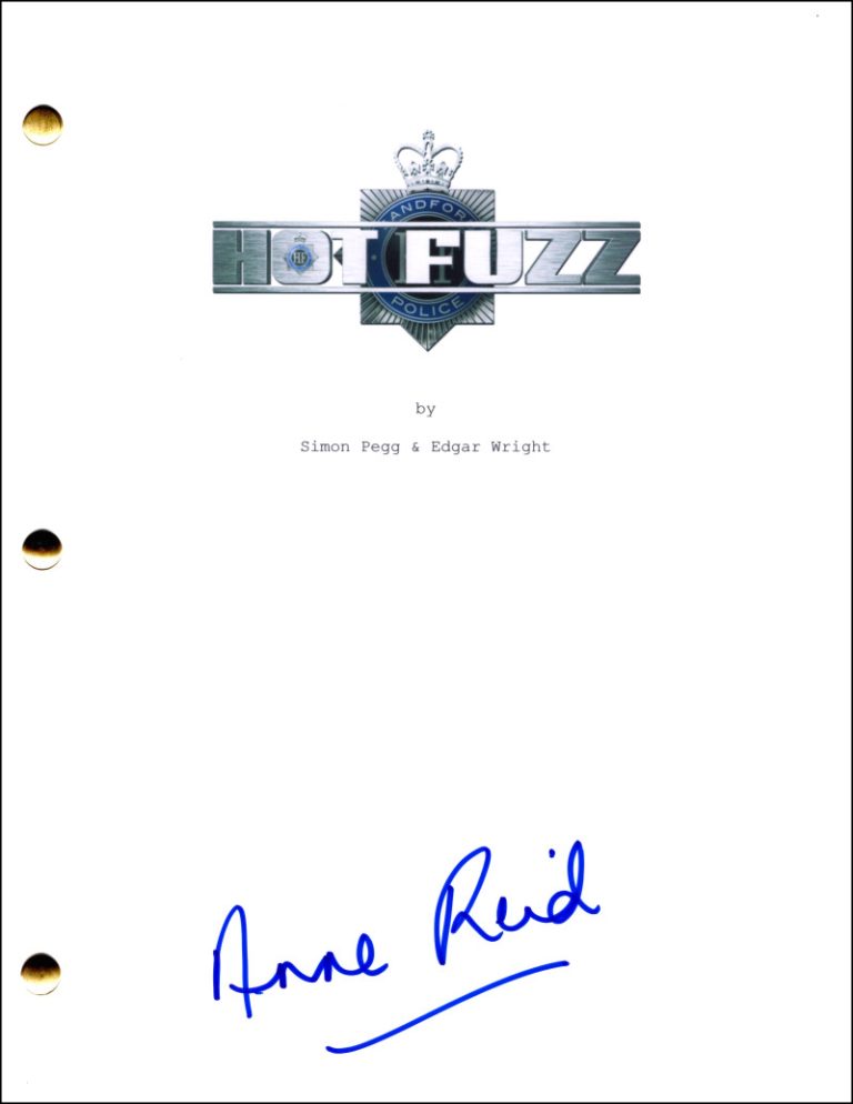Anne Reid Signed Autograph Hot Fuzz Full Movie Script Screenplay - Leslie Tiller