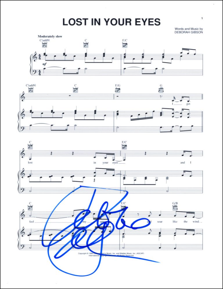 Debbie Gibson Signed Autograph Lost in Your Eyes Sheet Music - Electric Youth