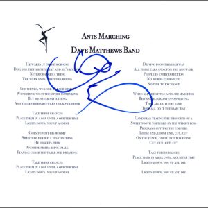 Stefan Lessard Dave Matthews Band Signed Autograph Ants Marching Lyric Sheet