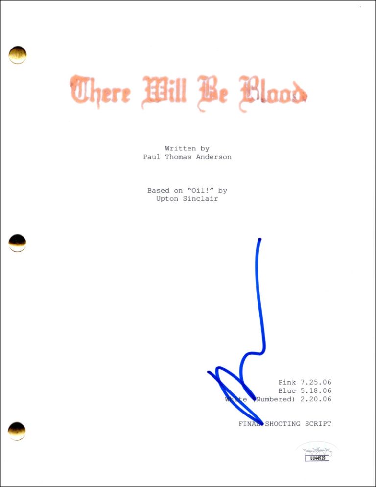 Paul Thomas Anderson Signed Autograph There Will Be Blood Full Movie Script JSA