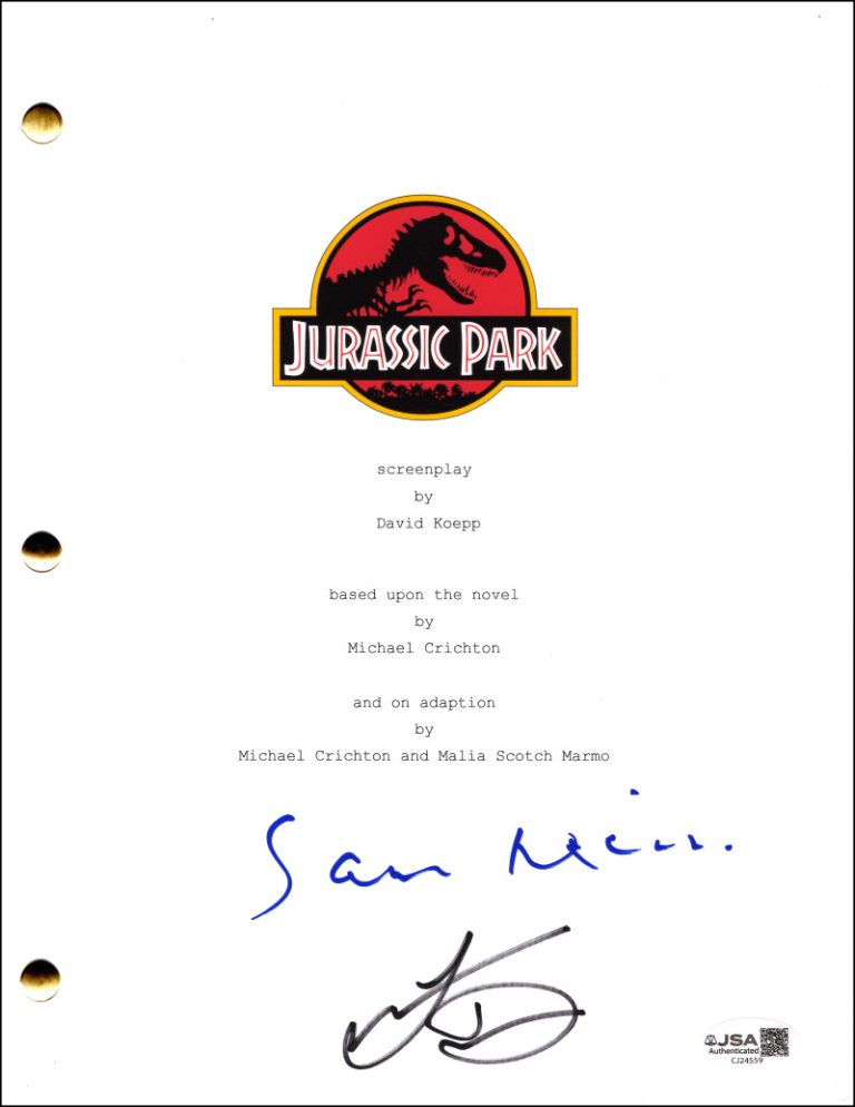 Sam Neill & Laura Dern Signed Autograph Jurassic Park Full Movie Script JSA COA