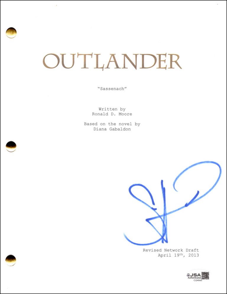 Sam Heughan Signed Autograph Outlander Script Screenplay - Jamie Fraser JSA COA