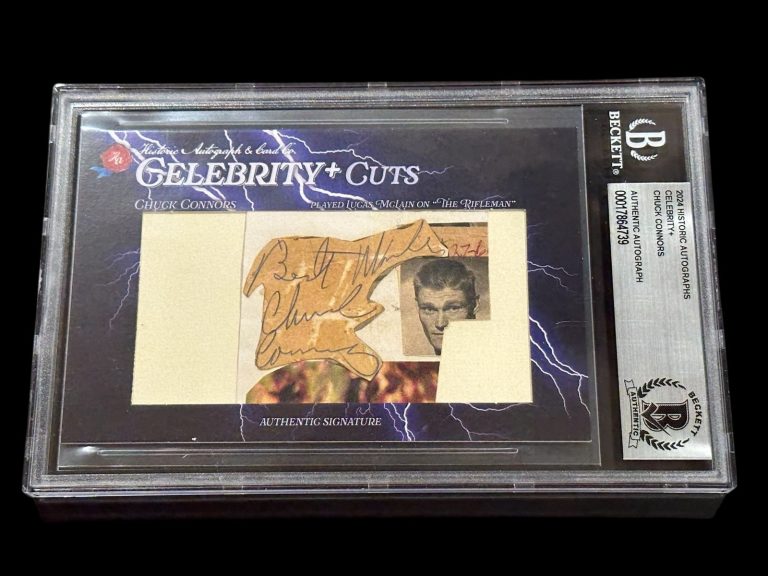 Chuck Connors The Rifleman Old Yeller Signed Autograph BAS Beckett Slab # 1/2