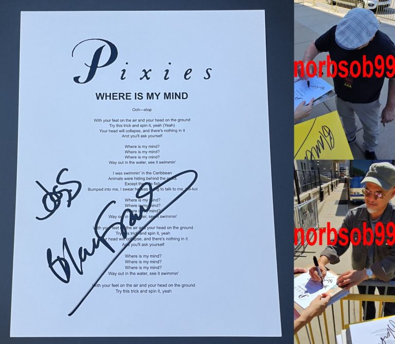 BLACK FRANCIS SIGNED AUTOGRAPH PIXIES WHERE IS MY MIND LYRIC SHEET W/EXACT PROOF COLLECTIBLE MEMORABILIA