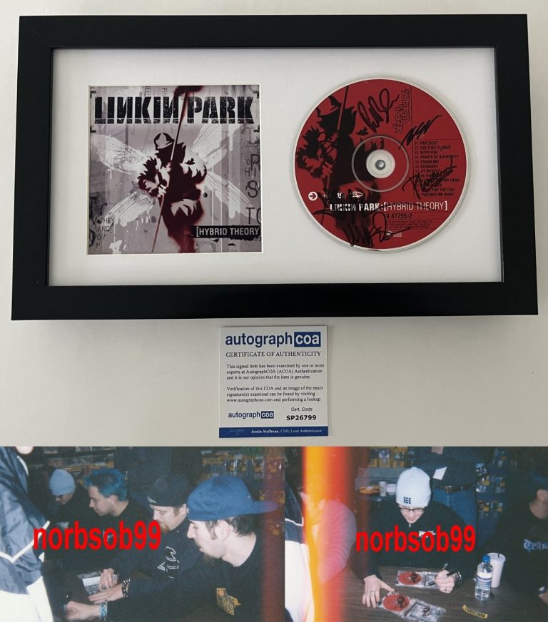 LINKIN PARK CHESTER BENNINGTON +5 SIGNED HYBRID THEORY FRAMED CD COA PROOF PICS