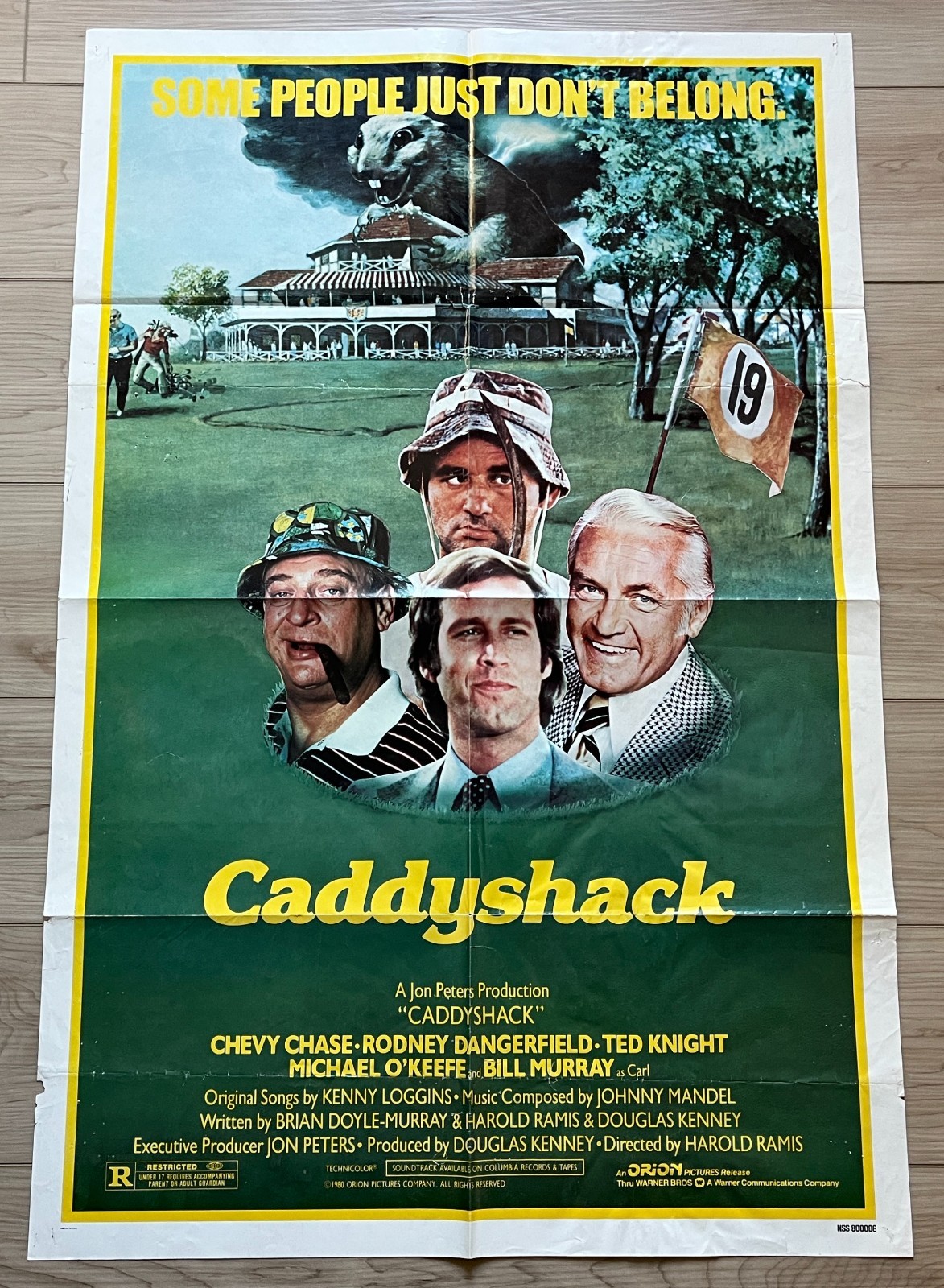 CADDYSHACK 1980 VINTAGE ORIGINAL ONE SHEET 27"x41" MOVIE POSTER GOLF ...