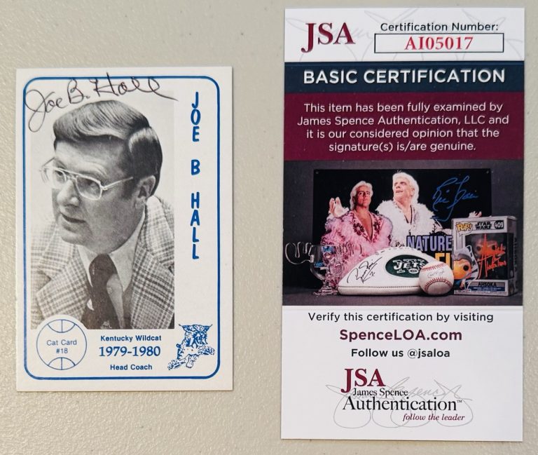 Joe B Hall Signed Auto 1979-80 Foodtown University Of Kentucky Card #18 JSA Cert