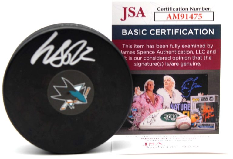 Will Smith Signed San Jose Sharks Hockey Logo Puck w/JSA COA AM91475