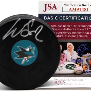 Will Smith Signed San Jose Sharks Hockey Logo Puck w/JSA COA AM91481