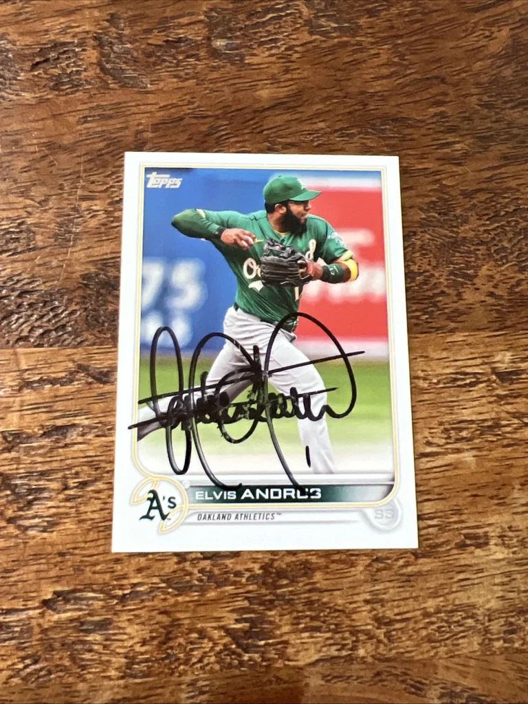 Elvis Andrus IP Signed 2022 Topps Card Athletics Autographed