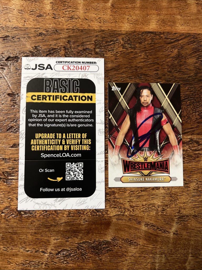 Shinsuke Nakamura IP Signed Topps Card JSA Coa Autographed WWE