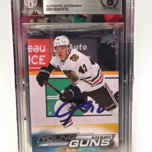 Alex Vlasic signed Blackhawks 22-23 UD Young Guns Card Beckett 248 00019287479