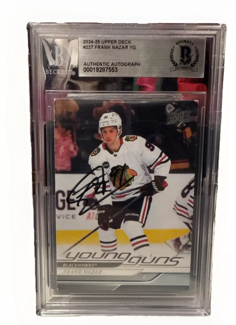 FRANK NAZAR signed 2024-25 Chicago Blackhawks Young Guns #227 card RC Beckett 91