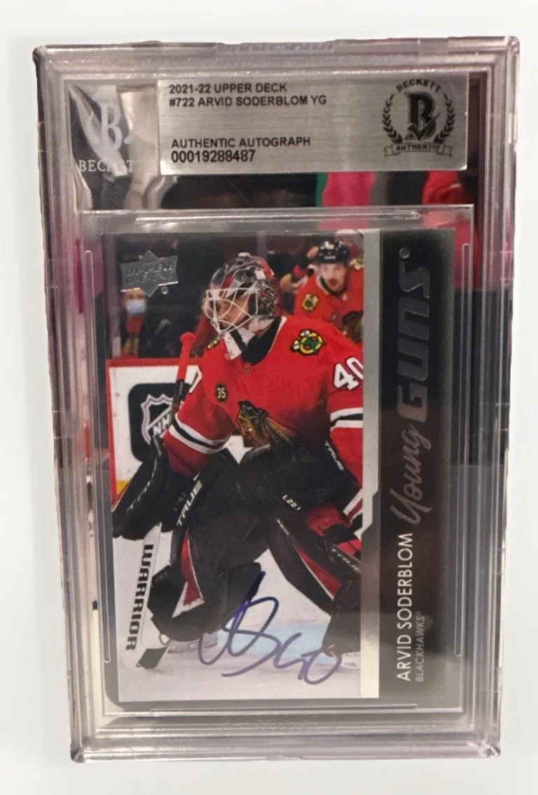 ARVID SODERBLOM SIGNER BLACKHAWKS 23-24 UD YG CARD BECKETT #722 00019288487 COLLECTIBLE MEMORABILIA