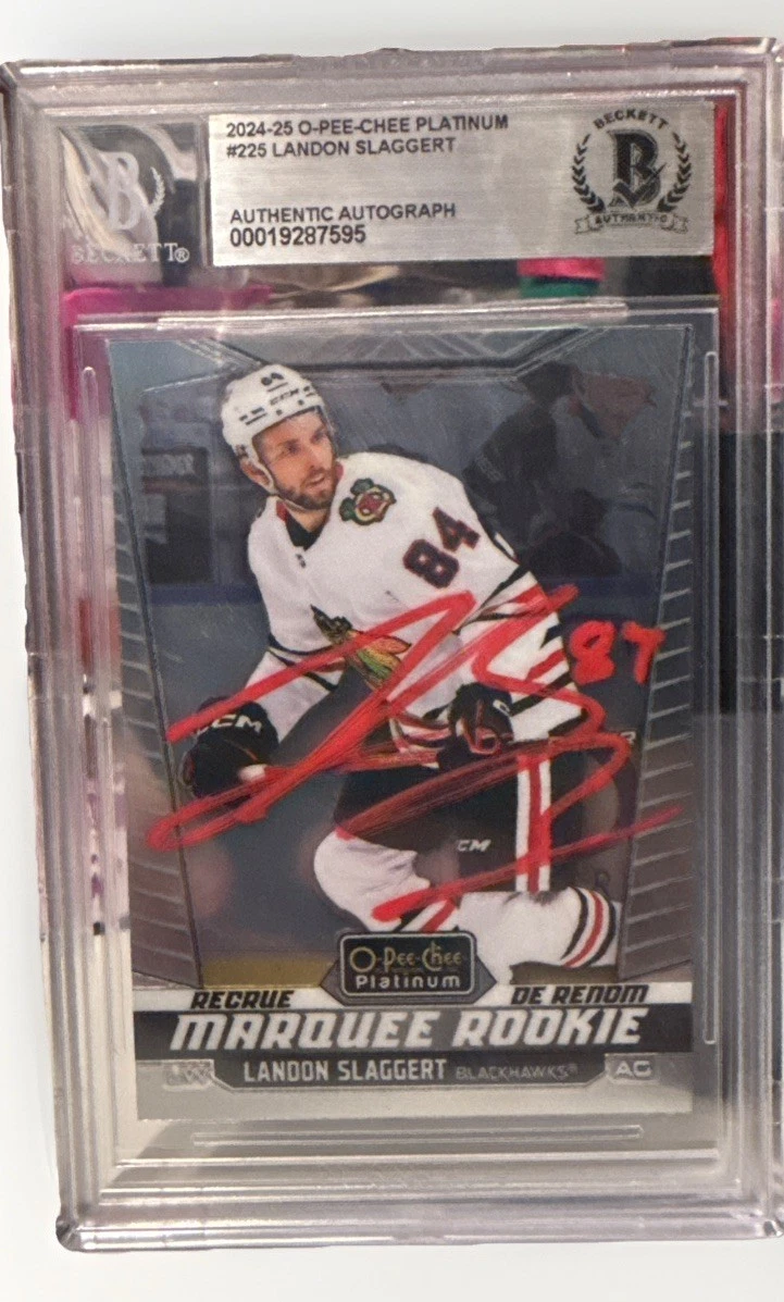 Landon Slaggert signed Blackhawks 24/25 O-Pee-Chee #225 Card Beckett 00019287595