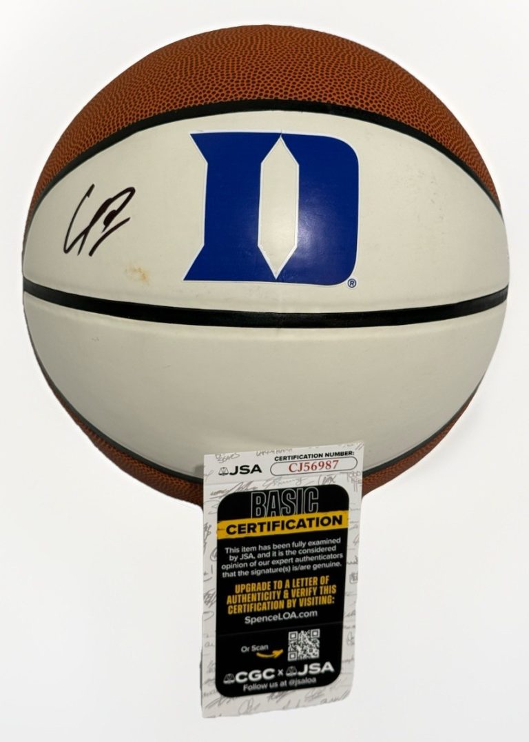 CAMERON CAM BOOZER signed (DUKE BLUE DEVILS) logo basketball JSA COA CJ56987