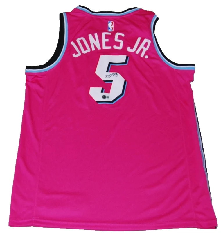 DERRICK JONES JR signed (MIAMI HEAT) basketball jersey BECKETT BAS BS38367