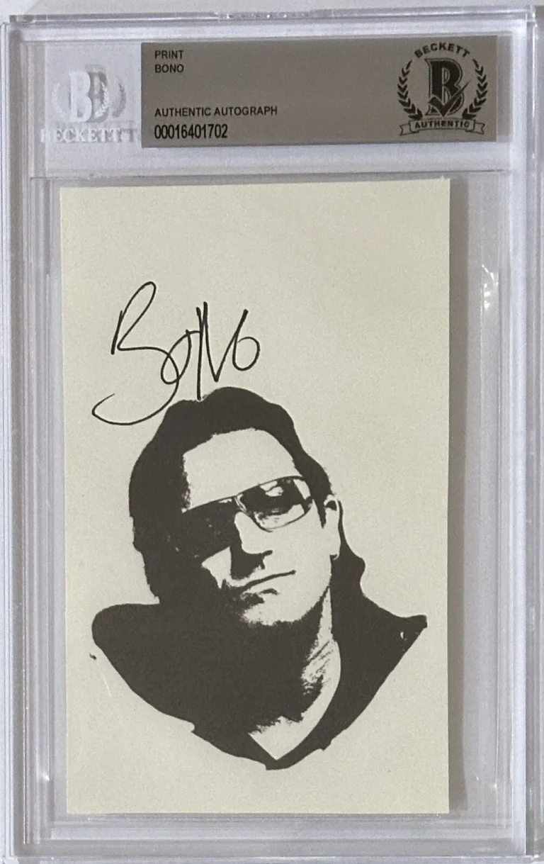 Bono U2 Signed Portrait Picture Photograph Print BAS Beckett COA Autographed