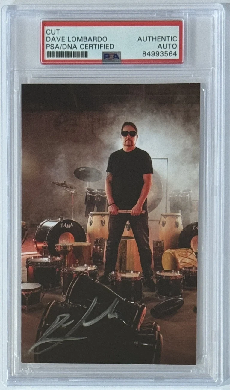 AUTOGRAPHED Dave Lombardo Slayer Drummer PHOTOGRAPH CARD SIGNED PSA DNA COA