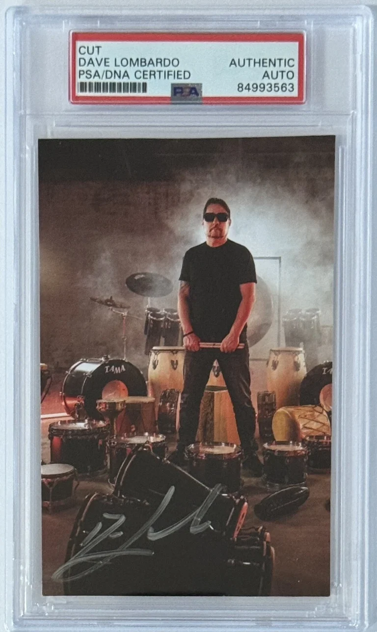 AUTOGRAPHED Dave Lombardo Slayer Drummer PHOTOGRAPH Postcard SIGNED PSA DNA COA